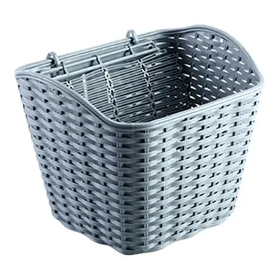 (Grey) Bicycle Basket Plastic Shopping Wicker Storage Basket Folk Craftsmanship