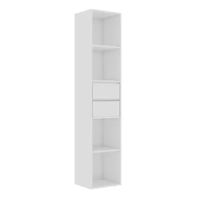 vidaXL Book Cabinet High Gloss White Engineered Wood Indoor Standing Shelf