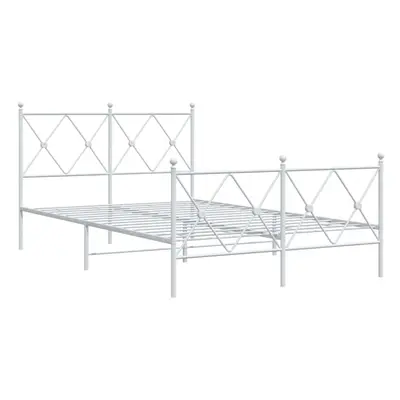 (white, 120x200 cm/with headboard & footboard) vidaXL Metal Bed Frame with Headboard and Footboa