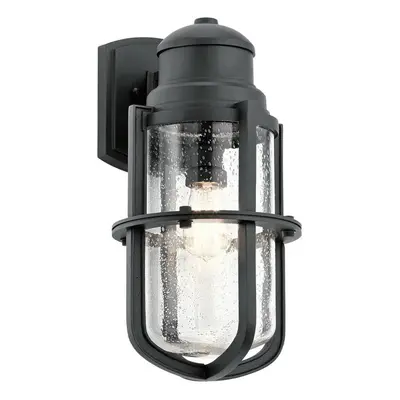 Outdoor IP44 Bulb Wall Light Lantern Textured Black LED E27 60W d01819