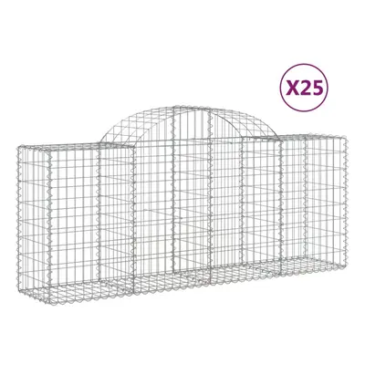 (200 x x 80/100 cm/25 pcs) vidaXL Arched Gabion Basket Stone Basket Gabion Retaining Wall Galvan