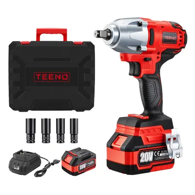 (One Battery) TEENO Brushless Impact Wrench,600N.m Cordless Lithium-Ion Impact Wrench 4.0Ah Batt