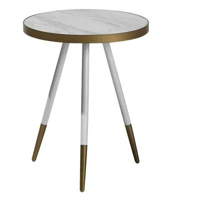 Marble Effect Side Table White with Gold RAMONA