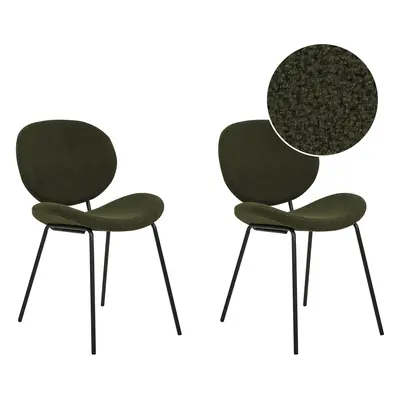 Set of Dining Chairs LUANA Boucle Dark Green