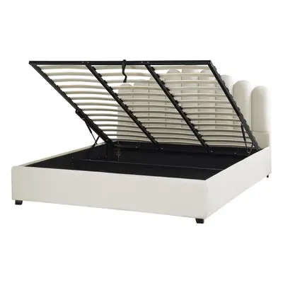 Ottoman Bed Velvet VINCENNES x cm (EU Super King) Off-White