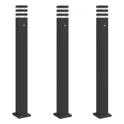 (with sensor, cm/ pcs) vidaXL Outdoor Floor Lamps with Sensors Pathway Standing Lamp Black Alumi