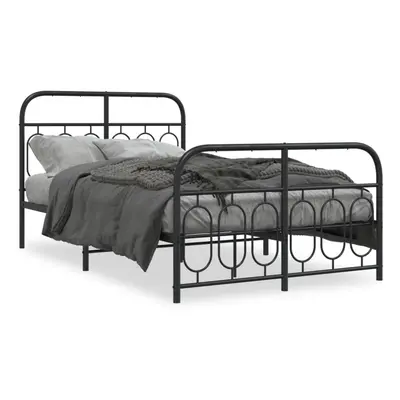 (black, x cm/ with headboard & footboard) vidaXL Metal Bed Frame with Headboard and Footboard Be