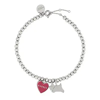 Radley Ladies Silver Plated Friendship Bracelet with Jumping Dog and Pink Enamel Heart RYJ3163S