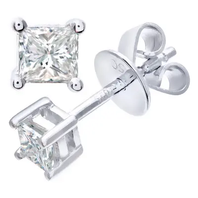 Jewelco London 18ct White Gold Princess 1/4ct Diamond Solitaire Stud Earrings - PE0AXL4419W18JSI