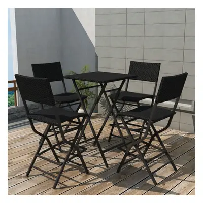 vidaXL Outdoor Dining Set Pieces Poly Rattan Black Folding Bar Table Chairs