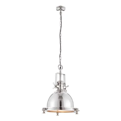 Ceiling Pendant Light Bright Nickel Plate & Sandblasted Glass 40W E27 GLS