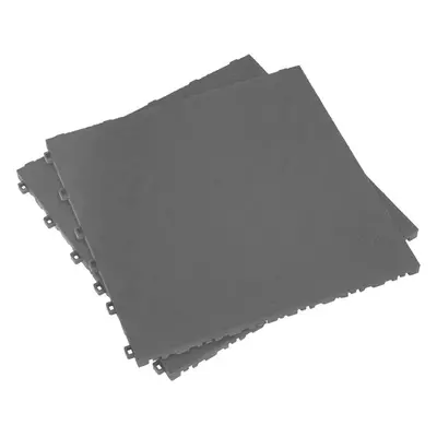 9 PACK Heavy Duty Floor Tile - PP Plastic - x 400mm - Grey Treadplate