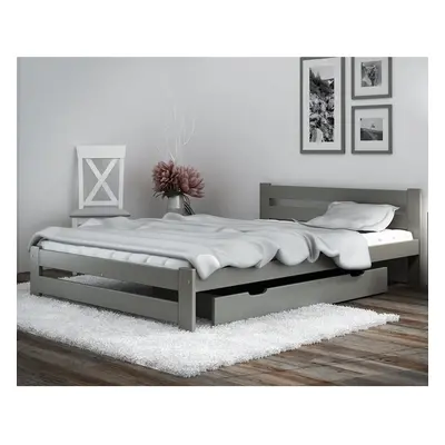 (Small Double, Grey) Wooden Xiamen Minimalist Bed Frame