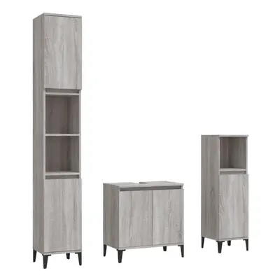 (grey sonoma) vidaXL Bathroom Furniture Set Washroom Vanity Unit Piece Engineered Wood