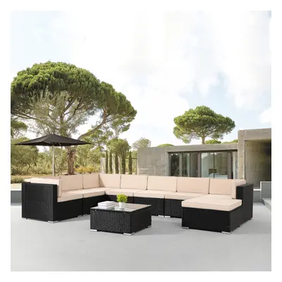 AREBOS Polyrattan garden furniture garden set lounge set seating group black Palermo