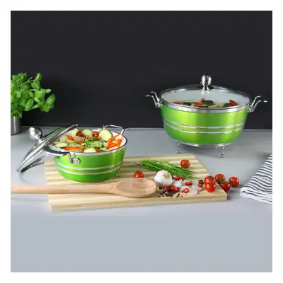 (Emerald ) SQ Professional Metallic 5pc Die-Cast Non-Stick Stockpot Set