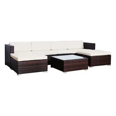 (Brown, With Cover) EVRE Nevada Rattan garden Seater Sofa set