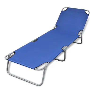 Foldable Sun Lounger with Adjustable Backrest Blue