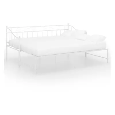 vidaXL Pull-out Sofa Bed Frame White Metal for Day Sleeping Guest Sleepover