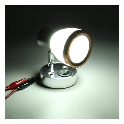 (White) 12V 3W LED Interior Frosted Glass LED Mini Spot Light Reading Night Lamp for Caravan Cab