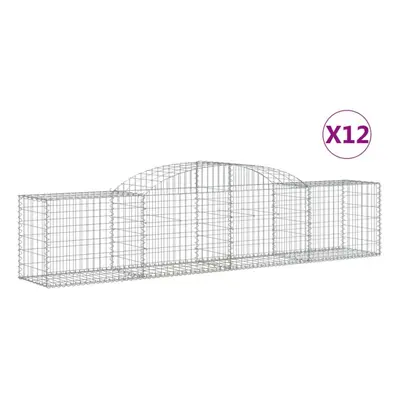 (300 x x 60/80 cm/12 pcs) vidaXL Arched Gabion Basket Stone Basket Gabion Retaining Wall Galvani