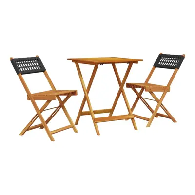 vidaXL Bistro Set Piece Outdoor Bar Set Black Poly Rattan and Solid Wood