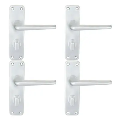 4x PAIR Straight Tapered Lever on Bathroom Blackplate x 41mm Satin Aluminium