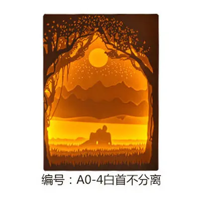 (A0-4) 3D Paper Carving Lamp Art Creative LED Night Light Birthday Gift Romantic Decor