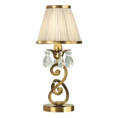 Esher Luxury Small Table Lamp Brass Crystal Beige Shade Traditional Bulb Holder