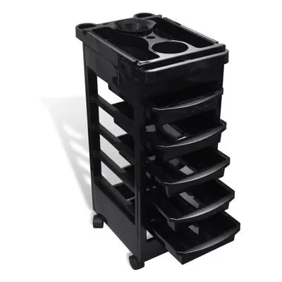 vidaXL Hair Salon Plastic Trolley with Wheel Beauty Trays Cart Shelf Storage