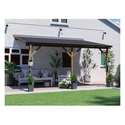 Dunster House Lean To Gazebo Kit Wall Mounted 4m x 3m Garden Shelter Wooden Canopy Utopia