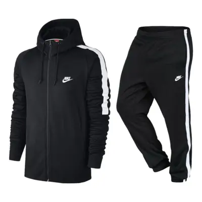 (Black/White, L) Nike Mens Sports Polyester Tribute Tracksuit Set