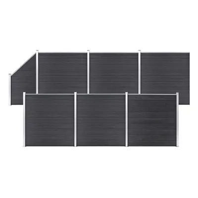 vidaXL WPC Fence Set Square+1 Slanted 1138x186cm Grey Barrier Panel Screen