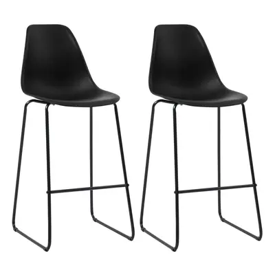 vidaXL 2x Bar Chairs Black Plastic Counter Pub Bar Chair Dining Room Furniture