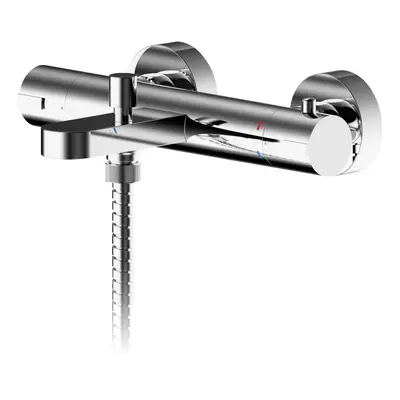 Contemporary Round Wall Mount Thermostatic Bath Shower Mixer Bar Valve Tap - Chrome