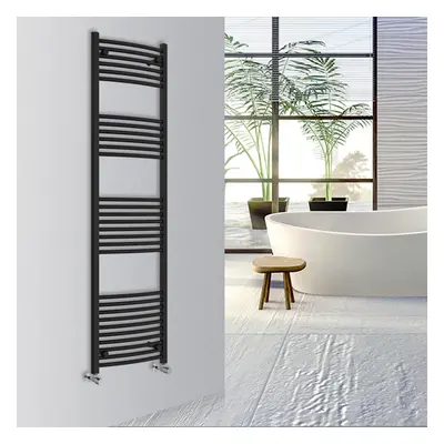 (Black, 1800x500mm) Warmehaus Curved Bathroom Heated Towel Rail Warmer Radiator Central Heating