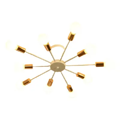 (White) 10-Lights Modern Sputnik Chandelier Bronze Flush Mount Ceiling Light Rustic Chandelier W