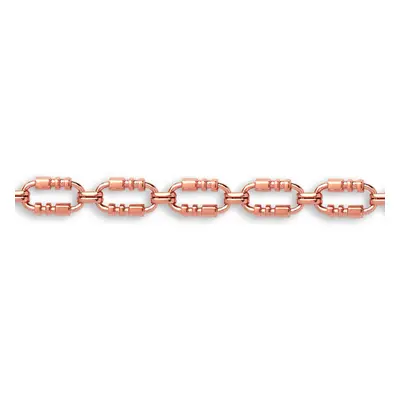 Jewelco London Ladies Solid 9ct Rose Gold Oval Trumpet Cornet Pipe 8mm Gauge Chain Link Bracelet