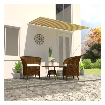 vidaXL Retractable Awning 250x150cm Yellow and White Window Canopy Sun Screen