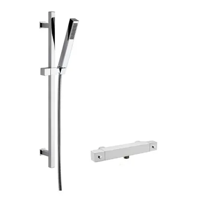 Square Bar Valve & Slide Rail Shower Kit - Chrome - Balterley