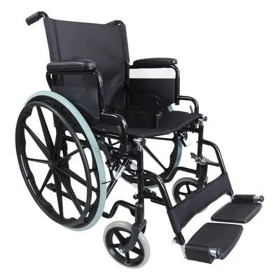 Lightweight Self Propelled Steel Transit Wheelchair - Foldable Design - Black