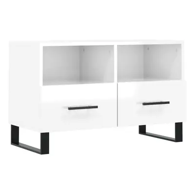 vidaXL TV Cabinet TV Unit Sideboard TV Stand High Gloss White Engineered Wood