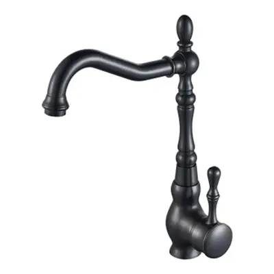 Kitchen Faucet Black Bronze Brass Antique Hot And Cold Mixer Crane Deck Mount Tap