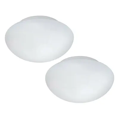 2 PACK Wall Flush Ceiling Light Colour White Shade White Glass Opal Matt E27 60W