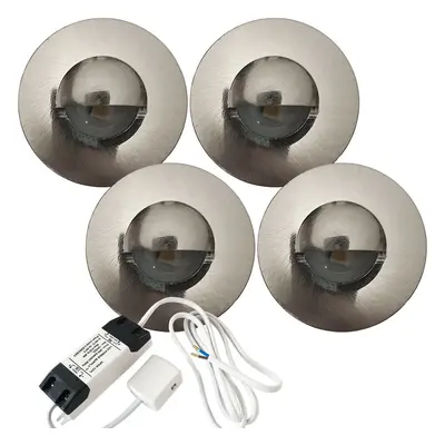 Eyelid LED Plinth Light Kit 4x Round Spotlight Kitchen Bathroom Floor Kick Panel