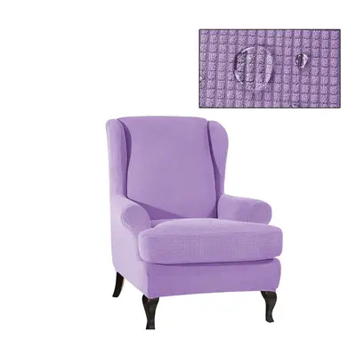 (Light Purple) Waterproof Elastic Armchair Wingback Wing Chair Slipcover Protector Covers