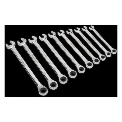 Combination Ratchet Spanner Set 10pc Extra-Long Metric