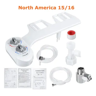 (North/America 15/16) Toilet Seat Attachment Water Spray Non-electric Cold/Hot Adjustable Dual N