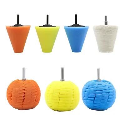 (7pcs) 5/6/7 Pcs Car Polish Buffing Cone Pads with Polishing Ball Pad For Wheel Corner Drill Kit