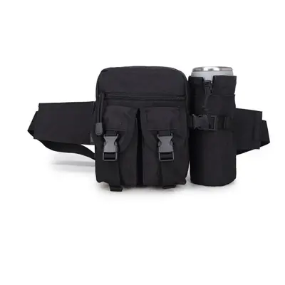 (Black) 600D Nylon Outdoor Tactical Bag Waist Bag Molle Pouch Water Bottle Holder Waterproof Mil